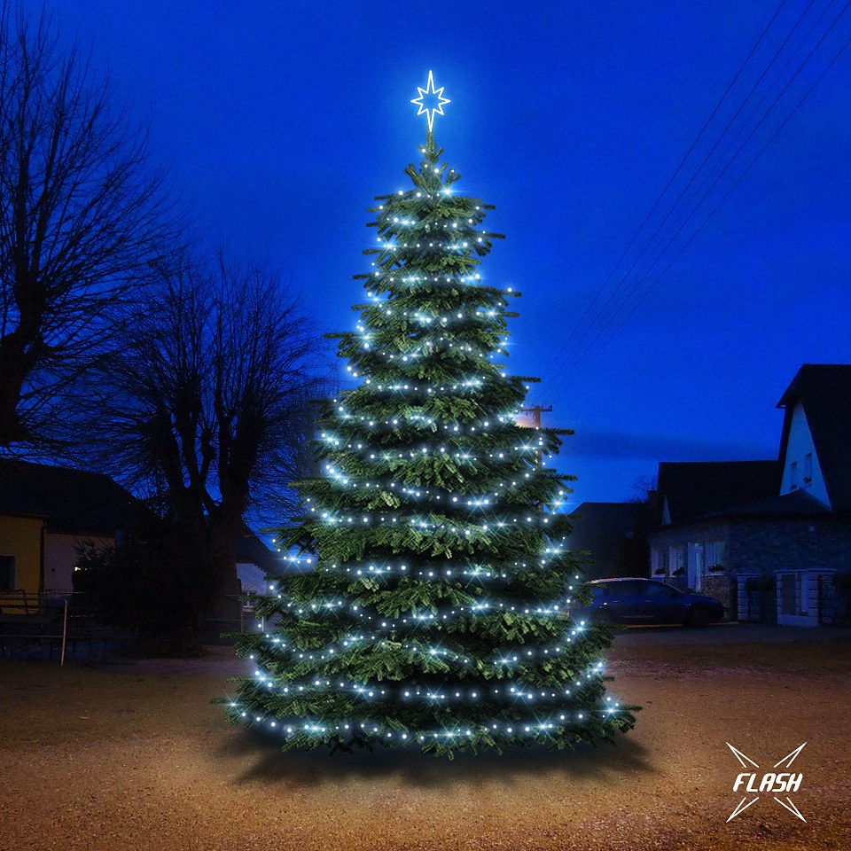 LED-Lichtset für Weihnachtsbäume, 6-8 m hoch, Kaltweiß mit Flash, Dekorationen