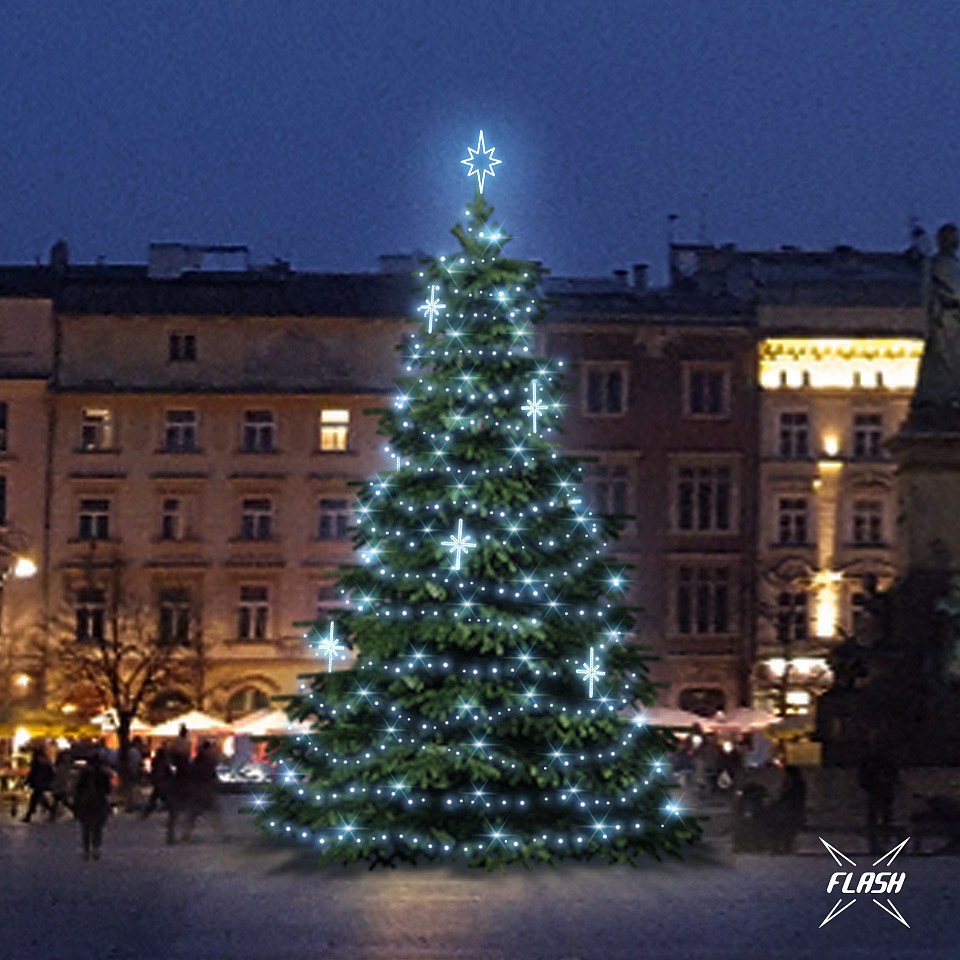 LED-Lichtset für Weihnachtsbäume, 9-11 m hoch, Kaltweiß mit Flash, Dekorationen  DZ113S3