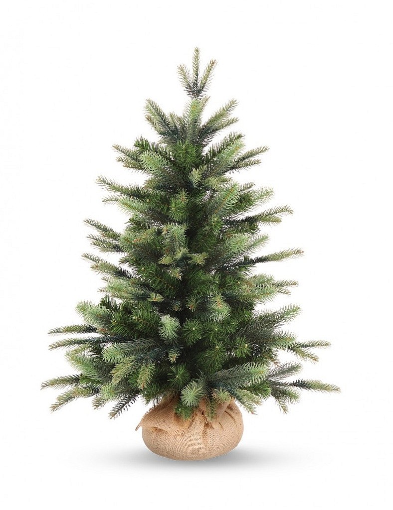 Künstlicher Weihnachtsbaum 80 cm, Fichte mit 2D- und 3D-Nadeln in Juteverpackung