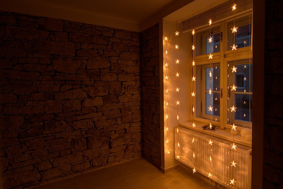 Weihnachtsbeleuchtung für Fenster, anschließbar, Sterne