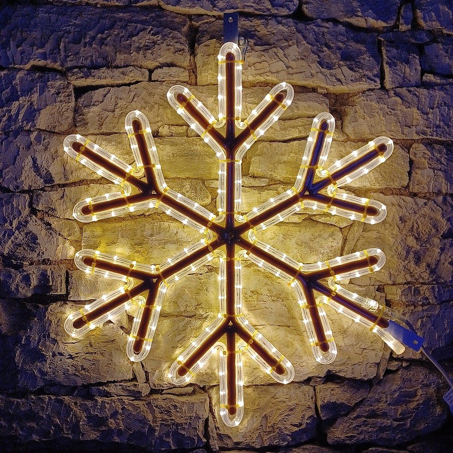 LED-Beleuchtung mit Schneeflockenmotiv, Ø 60cm, warmweiß, IP67