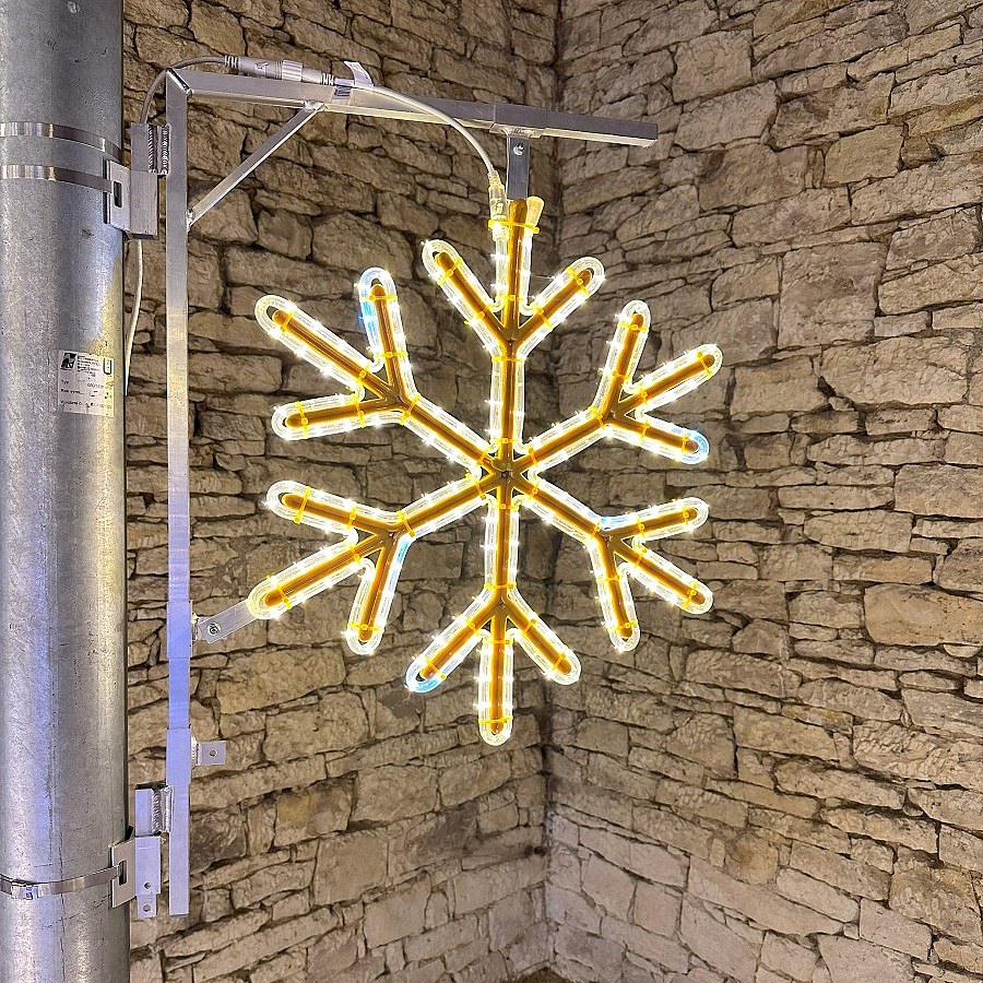 LED-Lichtmotiv Schneeflocke, Durchmesser 60cm, FLASH, warmweiß, IP67