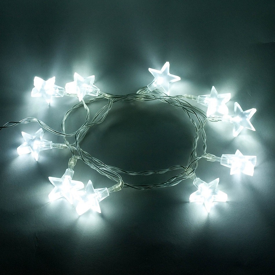 Weihnachtsbeleuchtung Sterne - 1.8 m, kaltweiß, batteriebetrieben