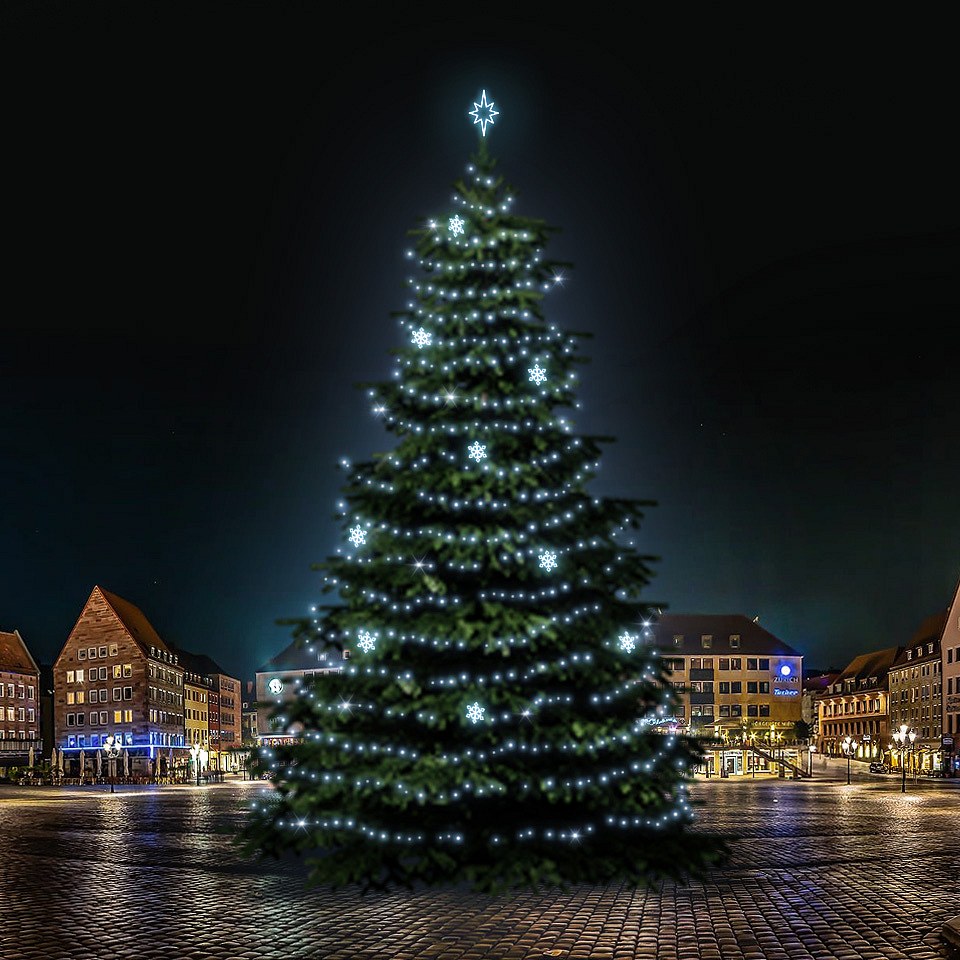 LED-Lichtset für Weihnachtsbäume 21-23 m hoch, Kaltweiß, Dekorationen EFD05