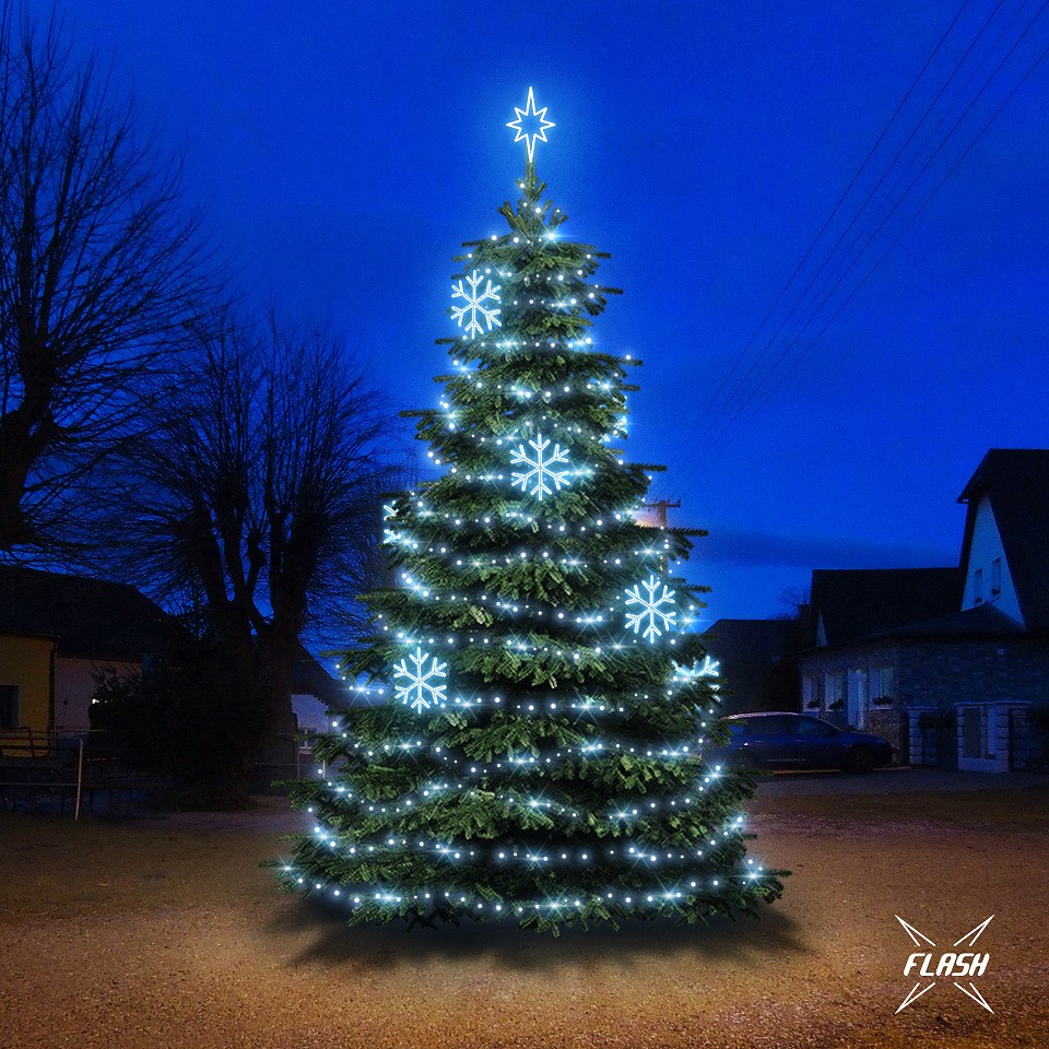 LED-Lichtset für Weihnachtsbäume, 6-8 m hoch, Kaltweiß mit Flash, Dekorationen  EFD01