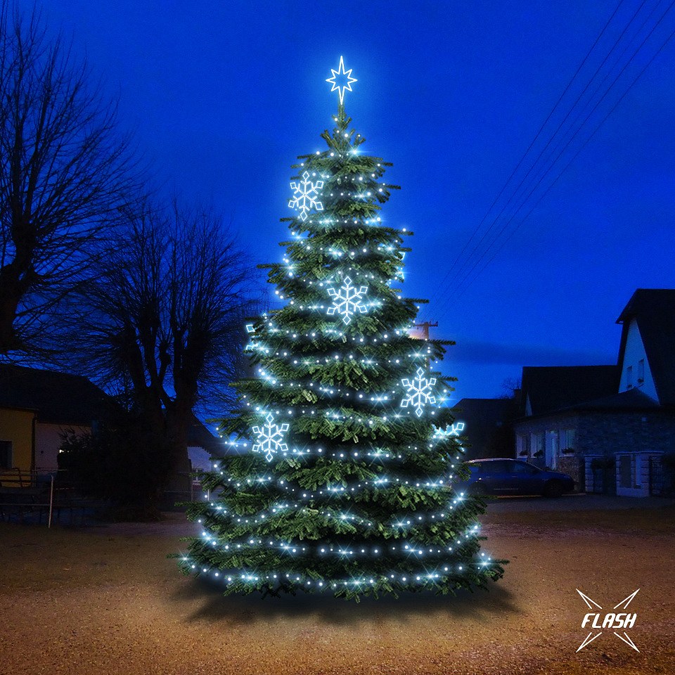 LED-Lichtset für Weihnachtsbäume, 6-8 m hoch, Kaltweiß mit Flash, Dekorationen  EFD05
