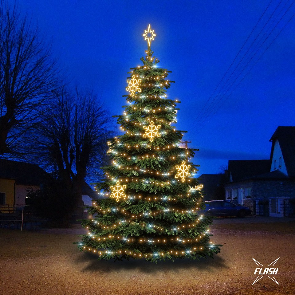 LED-Lichtset für Weihnachtsbäume, 6-8 m hoch, Warmweiß mit Flash, Dekorationen EFD05W