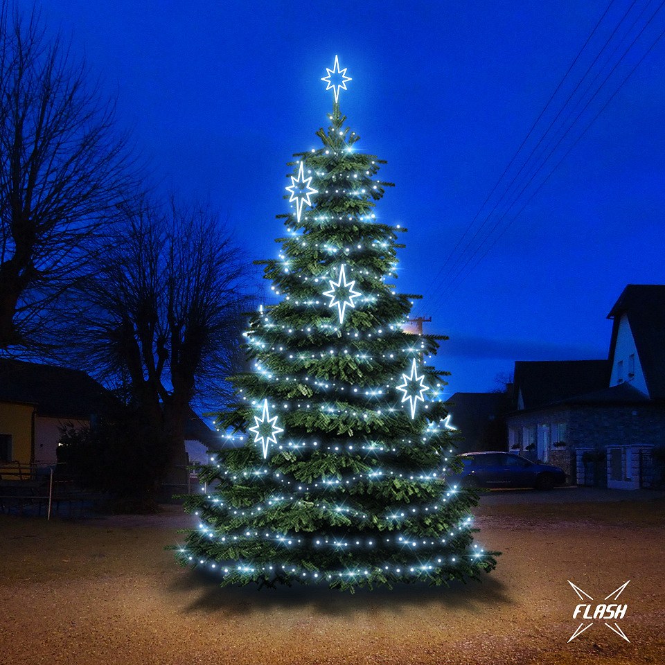 LED-Lichtset für Weihnachtsbäume, 6-8 m hoch, Kaltweiß mit Flash, Dekorationen  EFD09S1