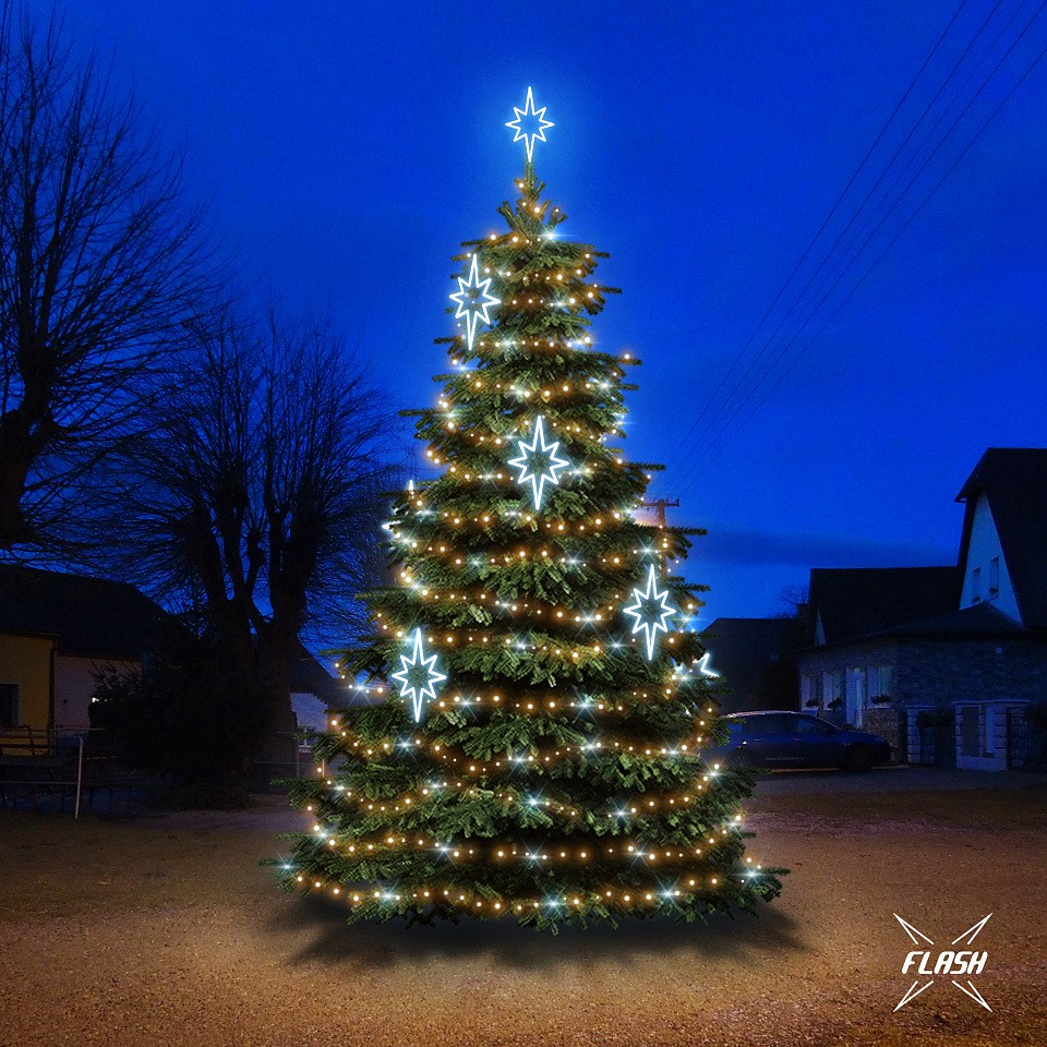 LED-Lichtset für Weihnachtsbäume, 6-8 m hoch, Warmweiß mit Flash, Dekorationen  EFD09S1