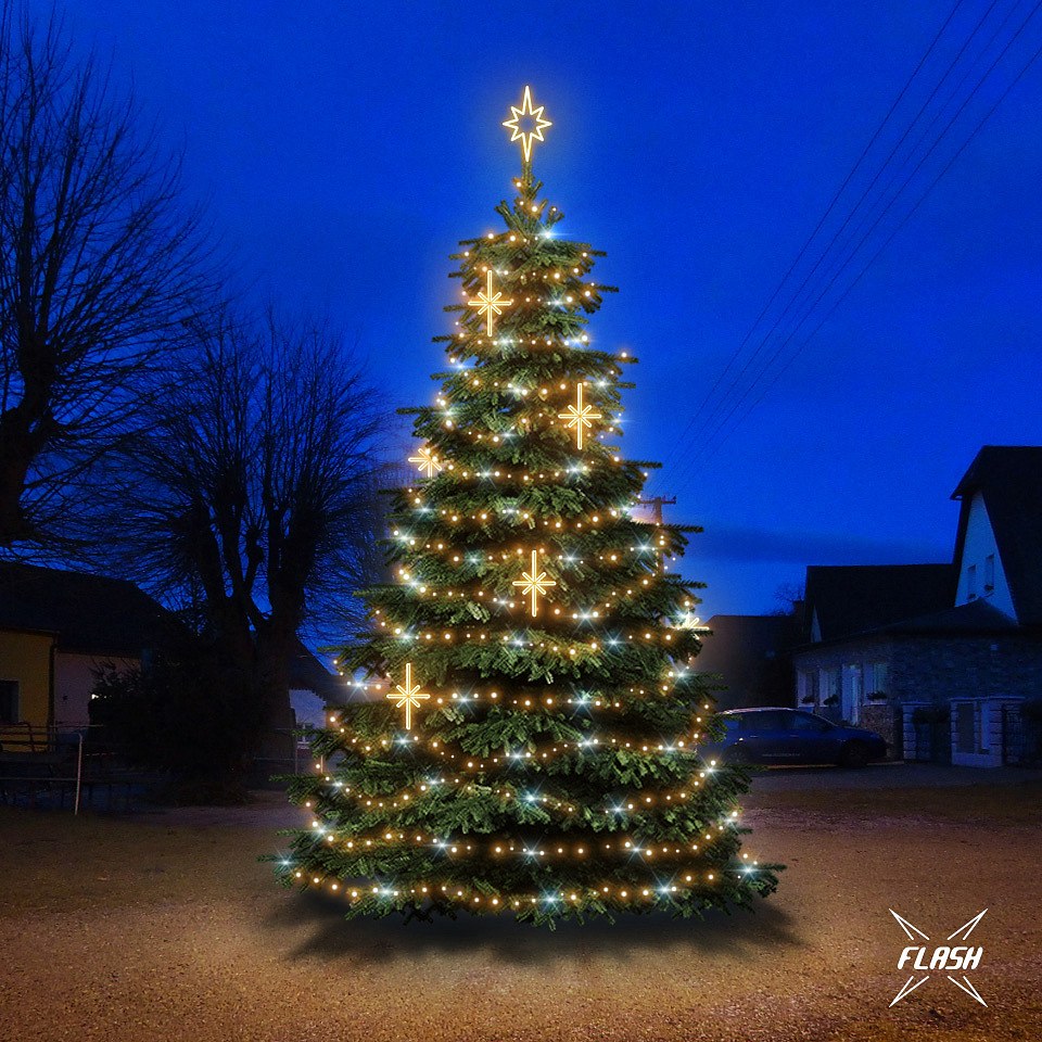 LED-Lichtset für Weihnachtsbäume, 6-8 m hoch, Warmweiß mit Flash, Dekorationen  DZ113WS3