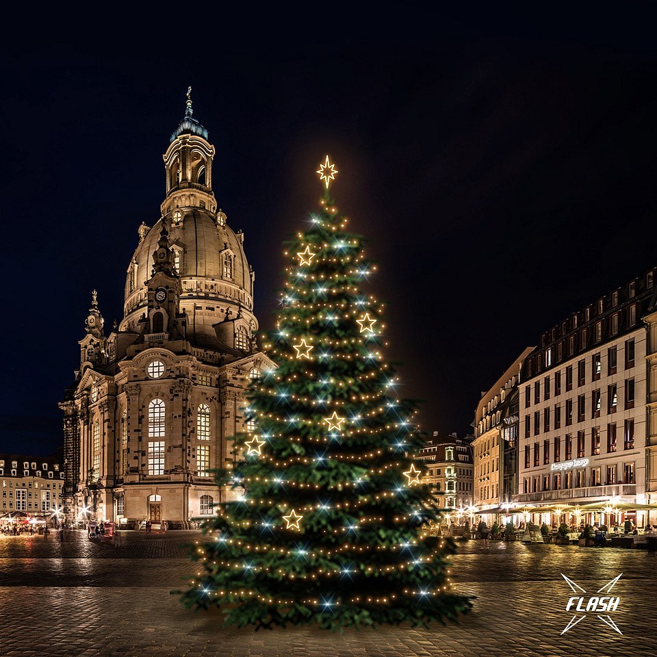 LED-Lichtset für Weihnachtsbäume, 15-17 m hoch, Warmweiß mit Flash, Dekorationen 8EFD14W