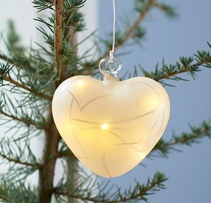 LED leuchtende Dekoration gefrorenes Herz, matt, Durchmesser 10cm