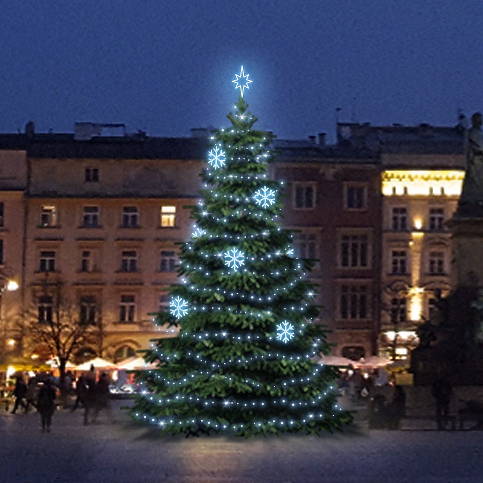 LED-Lichtset für Weihnachtsbäume 9-11 m hoch, Kaltweiß, Dekorationen EFD01