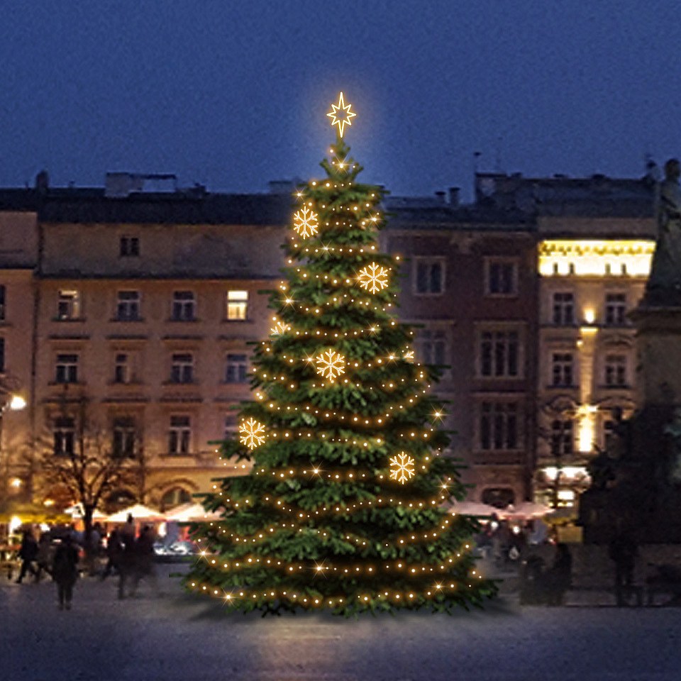 LED-Lichtset für Weihnachtsbäume 9-11 m hoch, Warmweiß, Dekorationen EFD02W