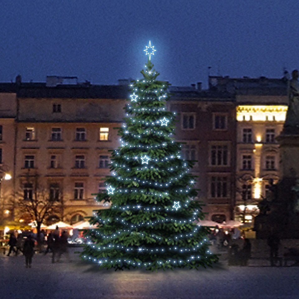 LED-Lichtset für Weihnachtsbäume 9-11 m hoch, Kaltweiß, Dekorationen EFD11