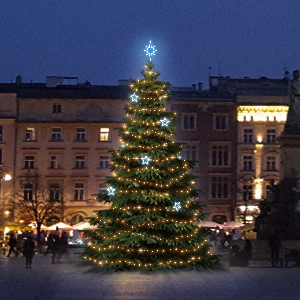 LED-Lichtset für Weihnachtsbäume 9-11 m hoch, Warmweiß, Kaltweiße Dekorationen  EFD11