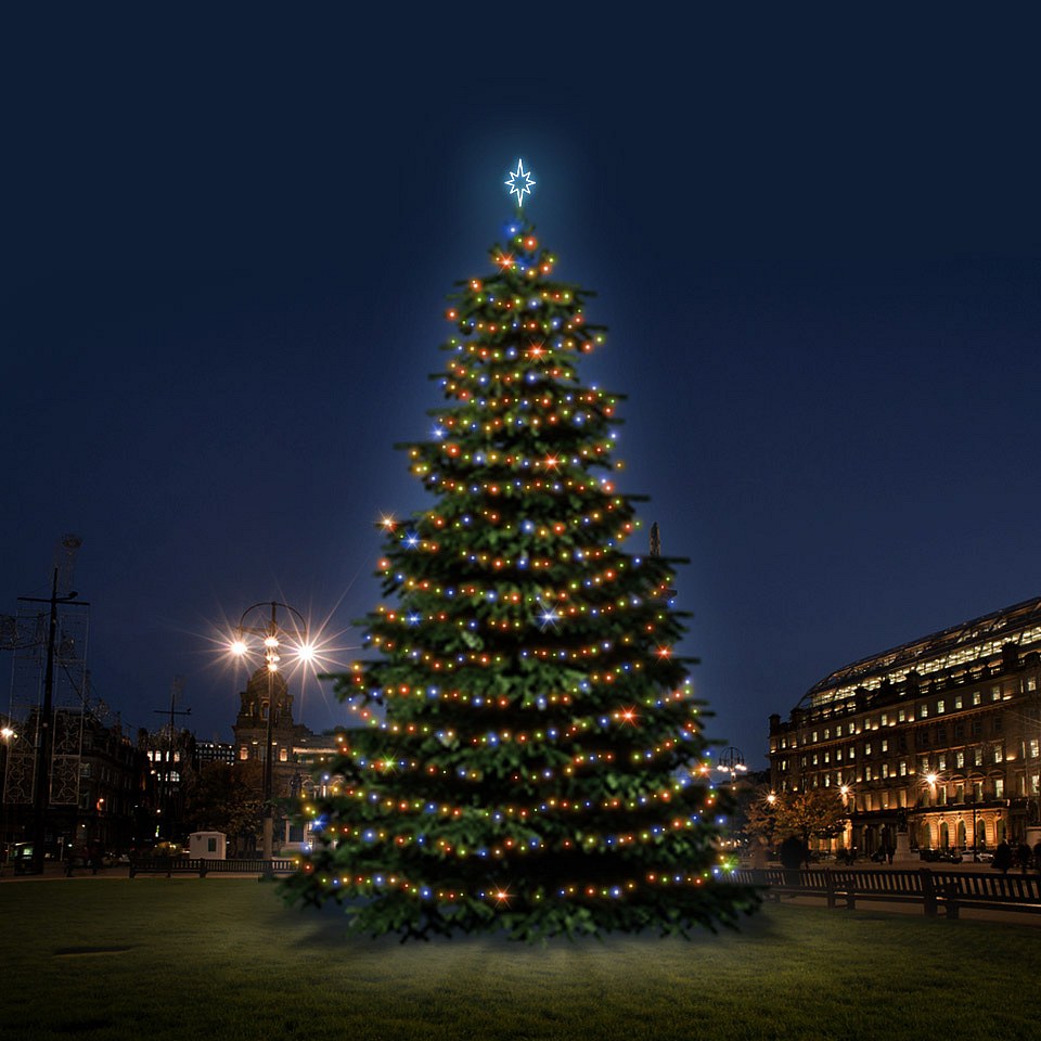 LED-Lichtset für Weihnachtsbäume 12-14 m hoch, Bunt
