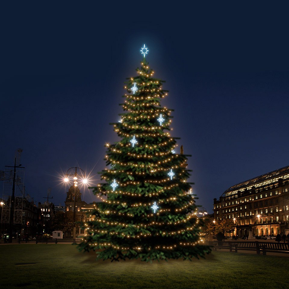 LED-Lichtset für Weihnachtsbäume 12-14 m hoch, Warmweiß, Kaltweiße Dekorationen DZ113S3